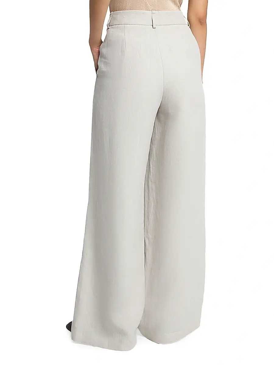 Giorgio Armani Women's Linen Straight-Leg Trousers | Thumbnail 4 Giorgio Armani Women's Linen Straight-Leg Trousers | Thumbnail 4