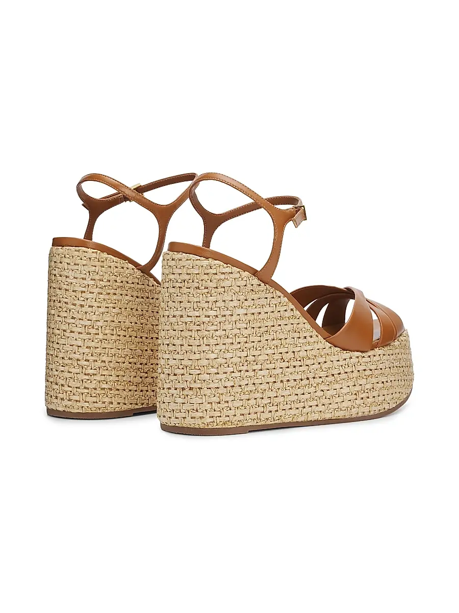 Schutz Women's Keefa 120MM Leather-Raffia Wedge Sandals | Thumbnail 3 Schutz Women's Keefa 120MM Leather-Raffia Wedge Sandals | Thumbnail 3