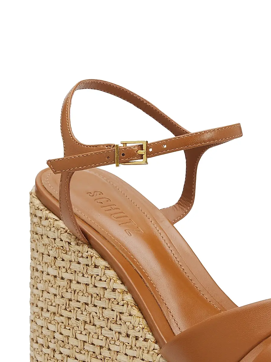 Schutz Women's Keefa 120MM Leather-Raffia Wedge Sandals | Thumbnail 5 Schutz Women's Keefa 120MM Leather-Raffia Wedge Sandals | Thumbnail 5