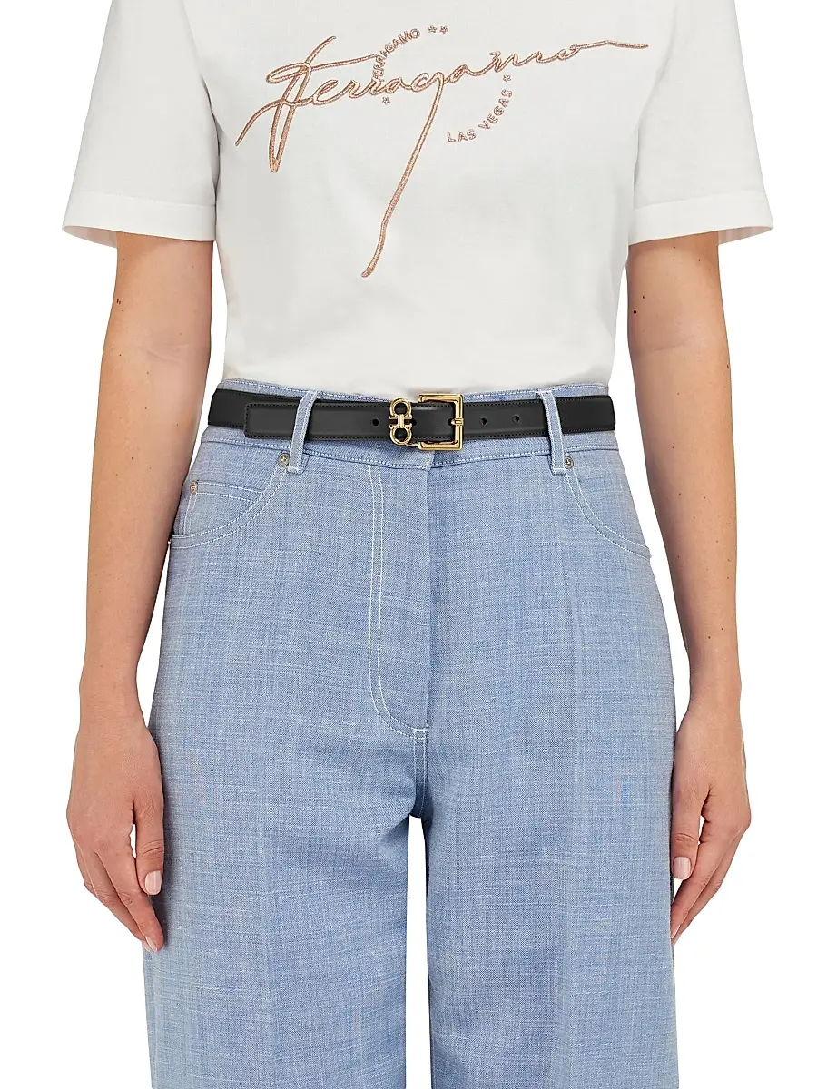Ferragamo Women's Gancio Slim Leather Belt | Thumbnail 2 Ferragamo Women's Gancio Slim Leather Belt | Thumbnail 2
