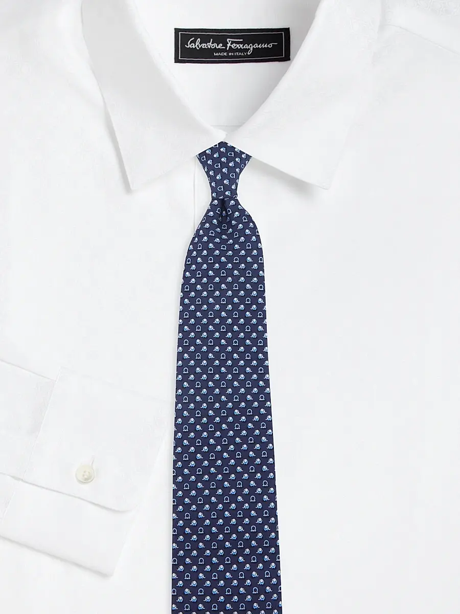 FERRAGAMO Men's Zaki Elephant Silk Tie - Navy | Thumbnail 2 FERRAGAMO Men's Zaki Elephant Silk Tie - Navy | Thumbnail 2