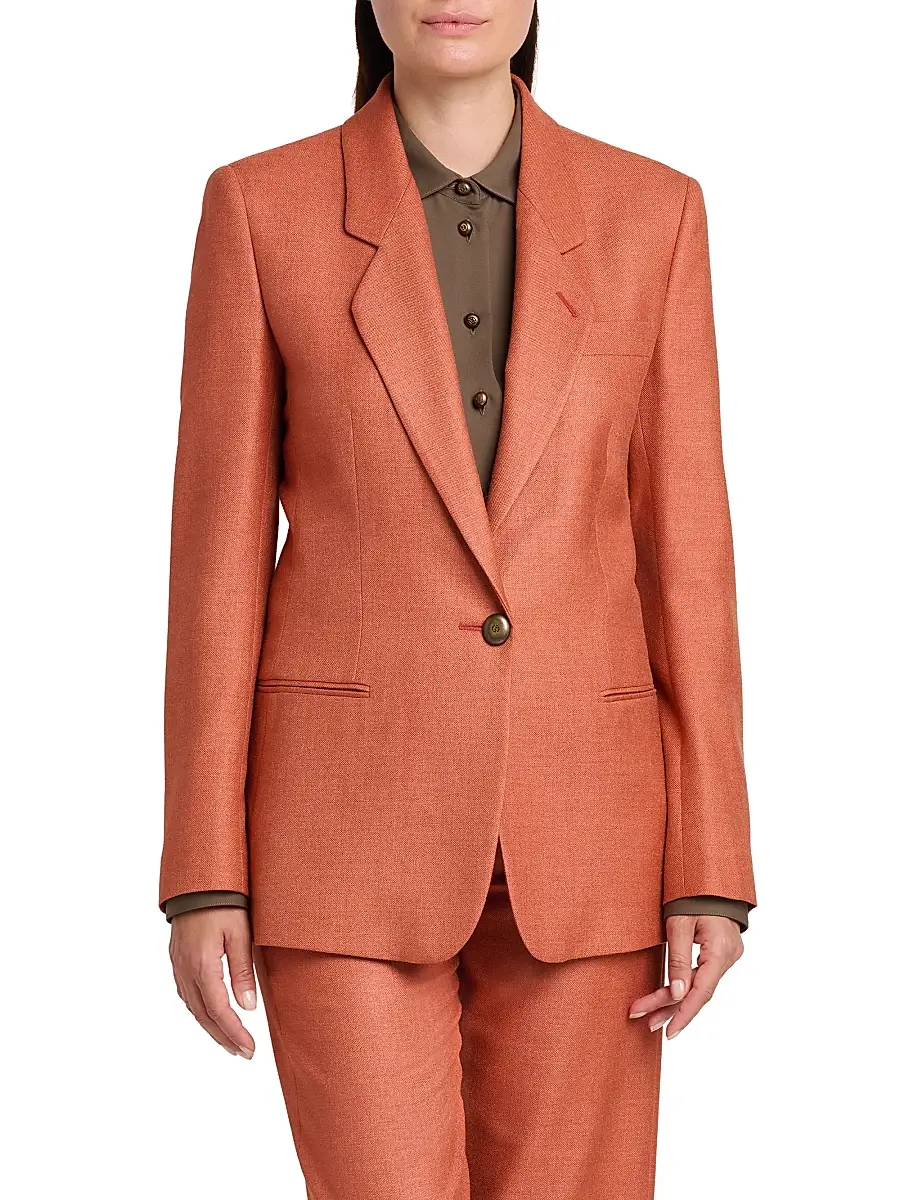 Giorgio Armani Women's Silk-Wool Single-Button Blazer | Thumbnail 3 Giorgio Armani Women's Silk-Wool Single-Button Blazer | Thumbnail 3