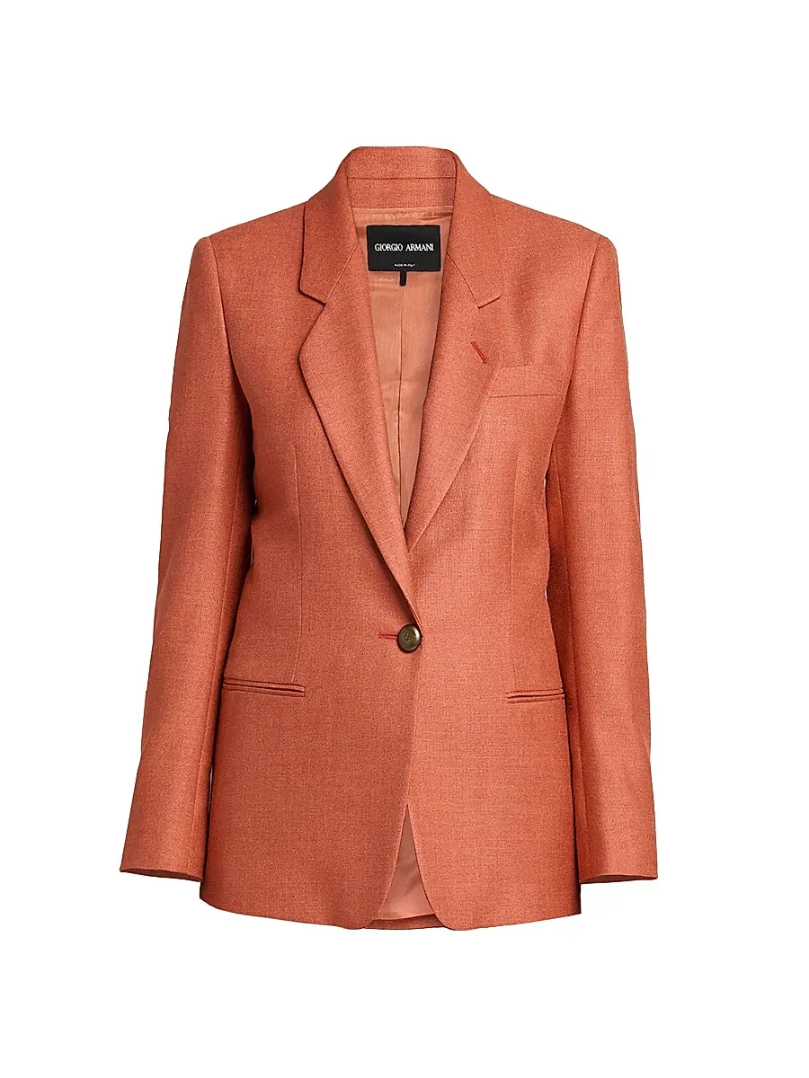 Giorgio Armani Women's Silk-Wool Single-Button Blazer - Solid Dark Orange - Size 4 | Image 1 Giorgio Armani Women's Silk-Wool Single-Button Blazer - Solid Dark Orange - Size 4 | Image 1