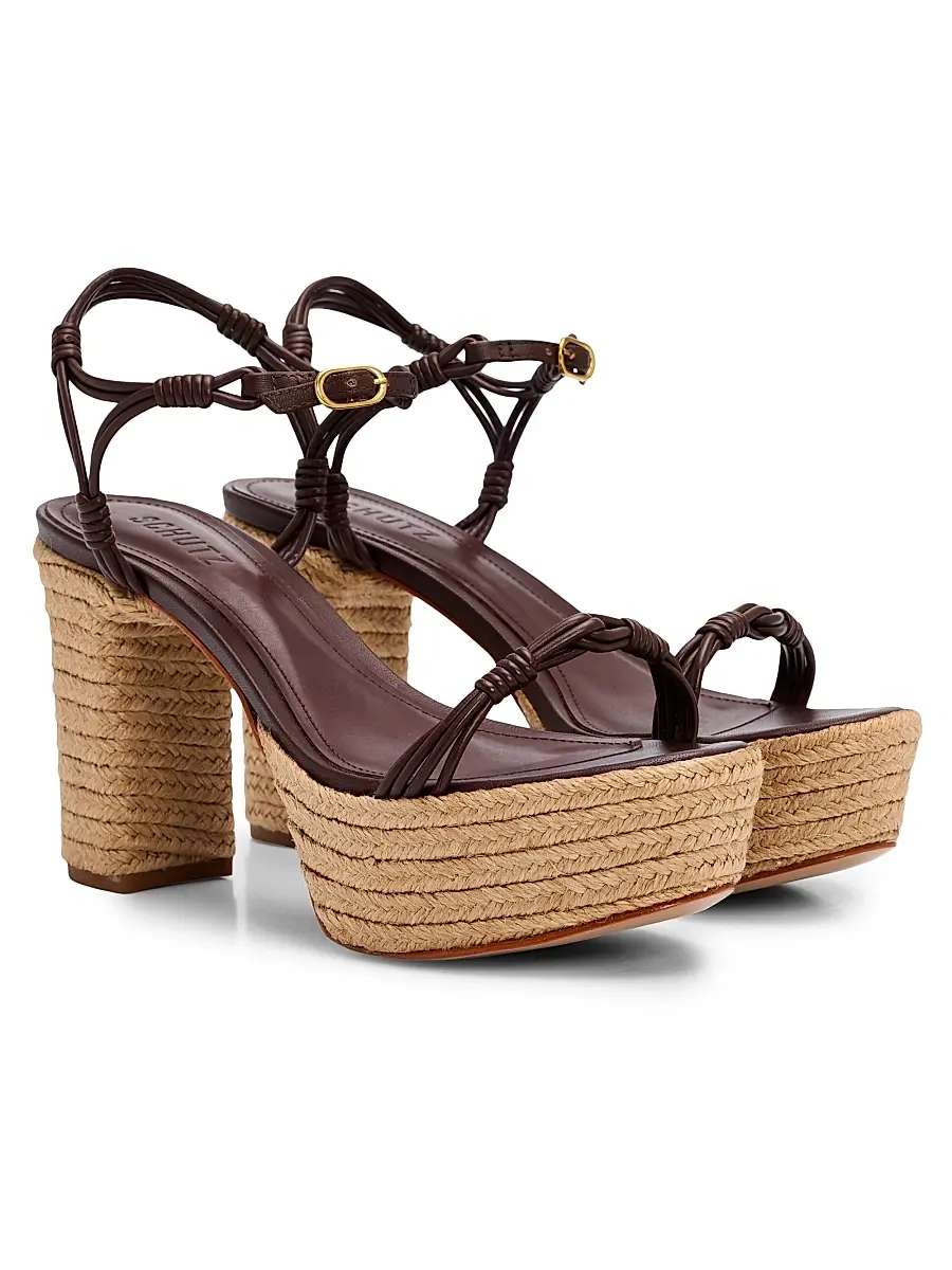 Schutz Women's Nara 100MM Leather Espadrille Platform Sandals | Thumbnail 2 Schutz Women's Nara 100MM Leather Espadrille Platform Sandals | Thumbnail 2