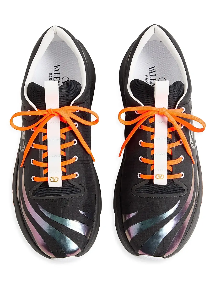 Valentino Men's Panther Blaze Low-Top Sneakers in Ripstop Fabric - Black | Thumbnail 4