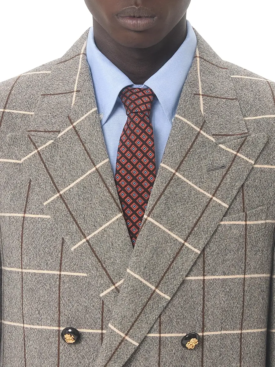 Valentino Men's Valentie Jacquard Cotton Tie with Chamber Pattern and Vlogo Signature Detail | Thumbnail 2 Valentino Men's Valentie Jacquard Cotton Tie with Chamber Pattern and Vlogo Signature Detail | Thumbnail 2