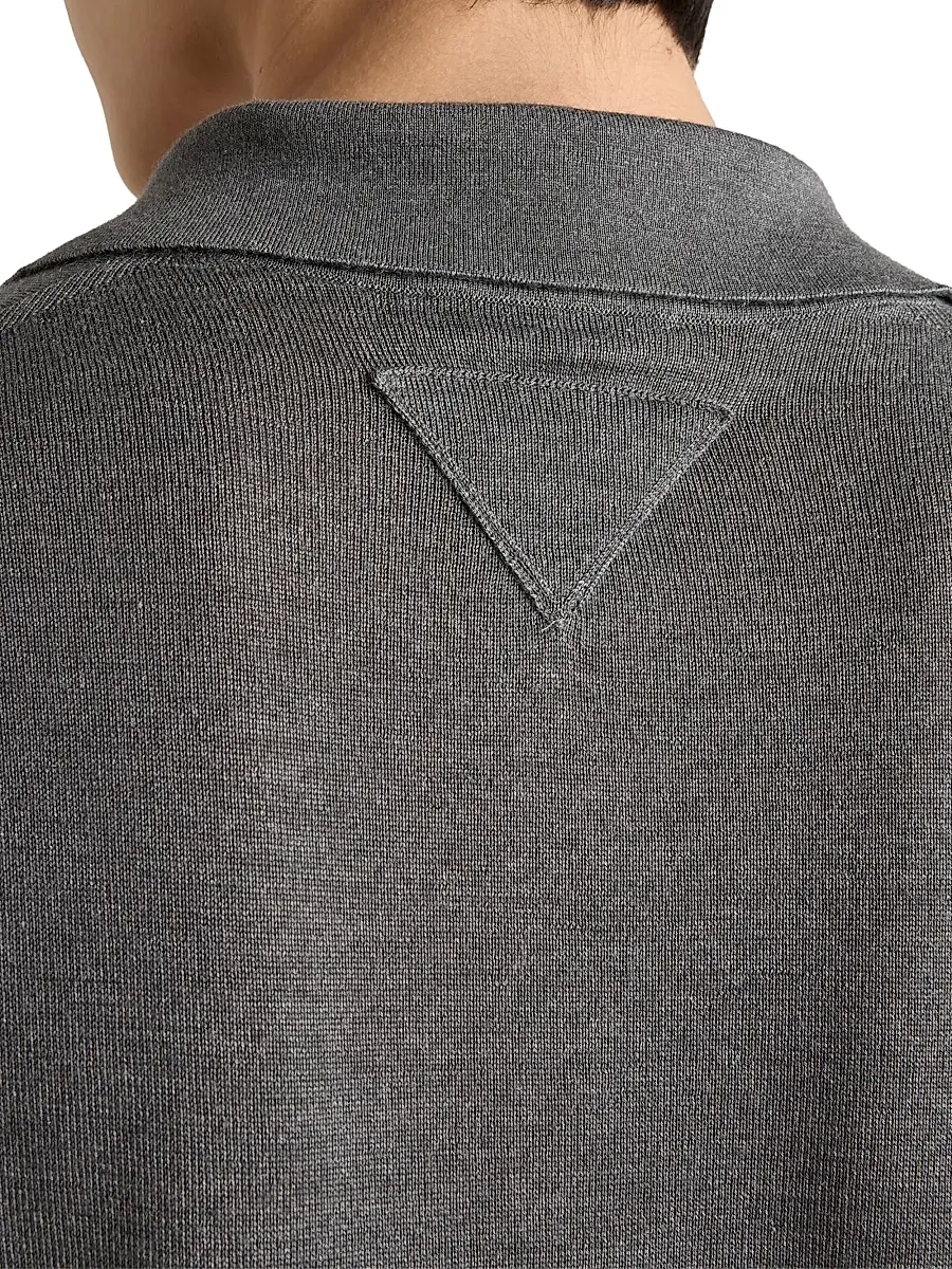 Prada Men's Cashmere and Silk Polo Shirt | Thumbnail 5