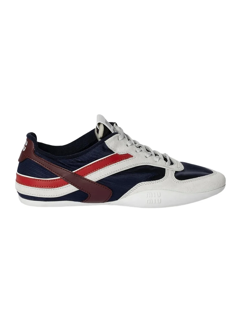 Miu Miu Women's Gymnasium Technical Fabric and Suede Sneakers - Blue White