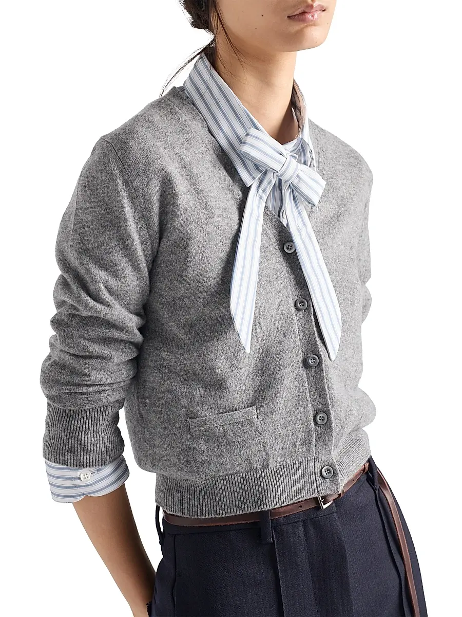 Prada Women's Cashmere Cardigan - Grey | Thumbnail 3 Prada Women's Cashmere Cardigan - Grey | Thumbnail 3