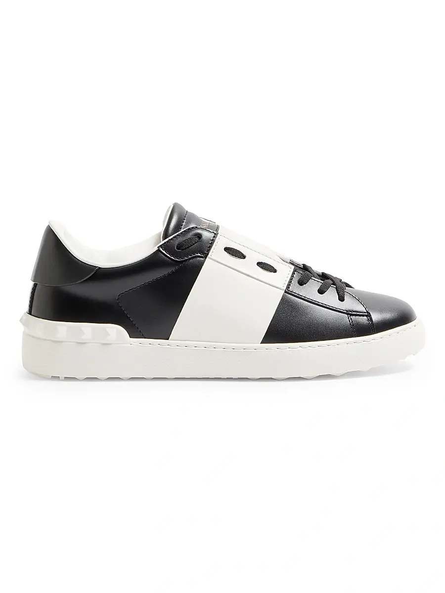 Valentino Garavani Men's Calfskin Open Sneakers - Black White | Image 1 Valentino Garavani Men's Calfskin Open Sneakers - Black White | Image 1