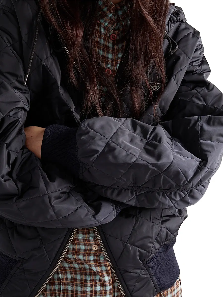 Prada Women's Lightweight Quilted Re-Nylon Jacket - Navy Blue | Thumbnail 5 Prada Women's Lightweight Quilted Re-Nylon Jacket - Navy Blue | Thumbnail 5