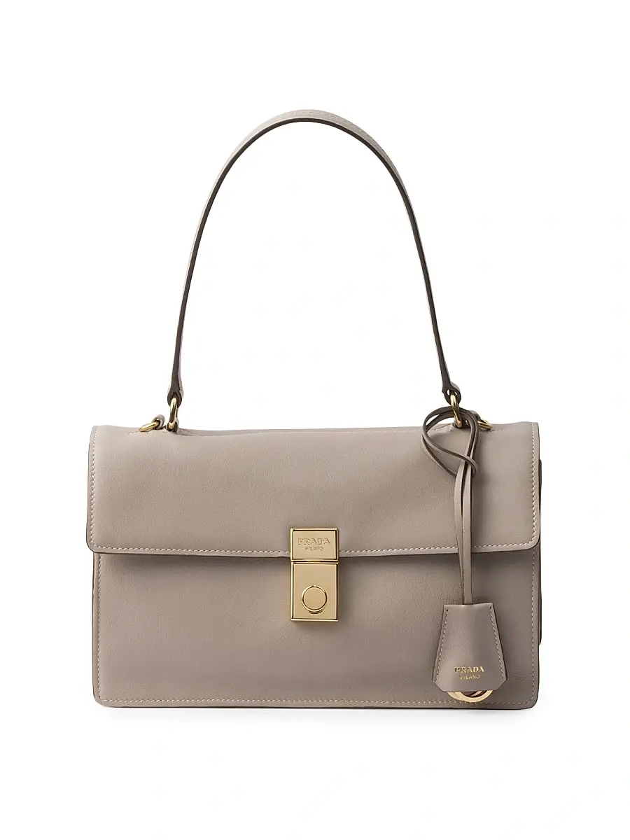 Prada Women's Soft Sound Leather Shoulder Bag - Grey | Image 1 Prada Women's Soft Sound Leather Shoulder Bag - Grey | Image 1