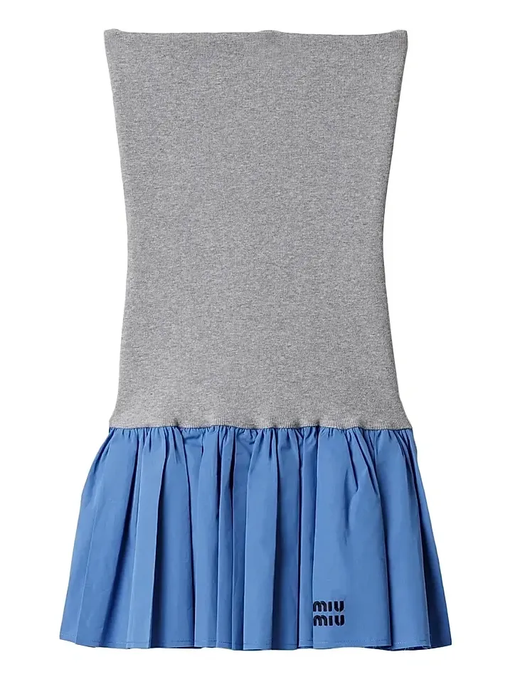 Miu Miu Women's Poplin and Jersey Mini Skirt