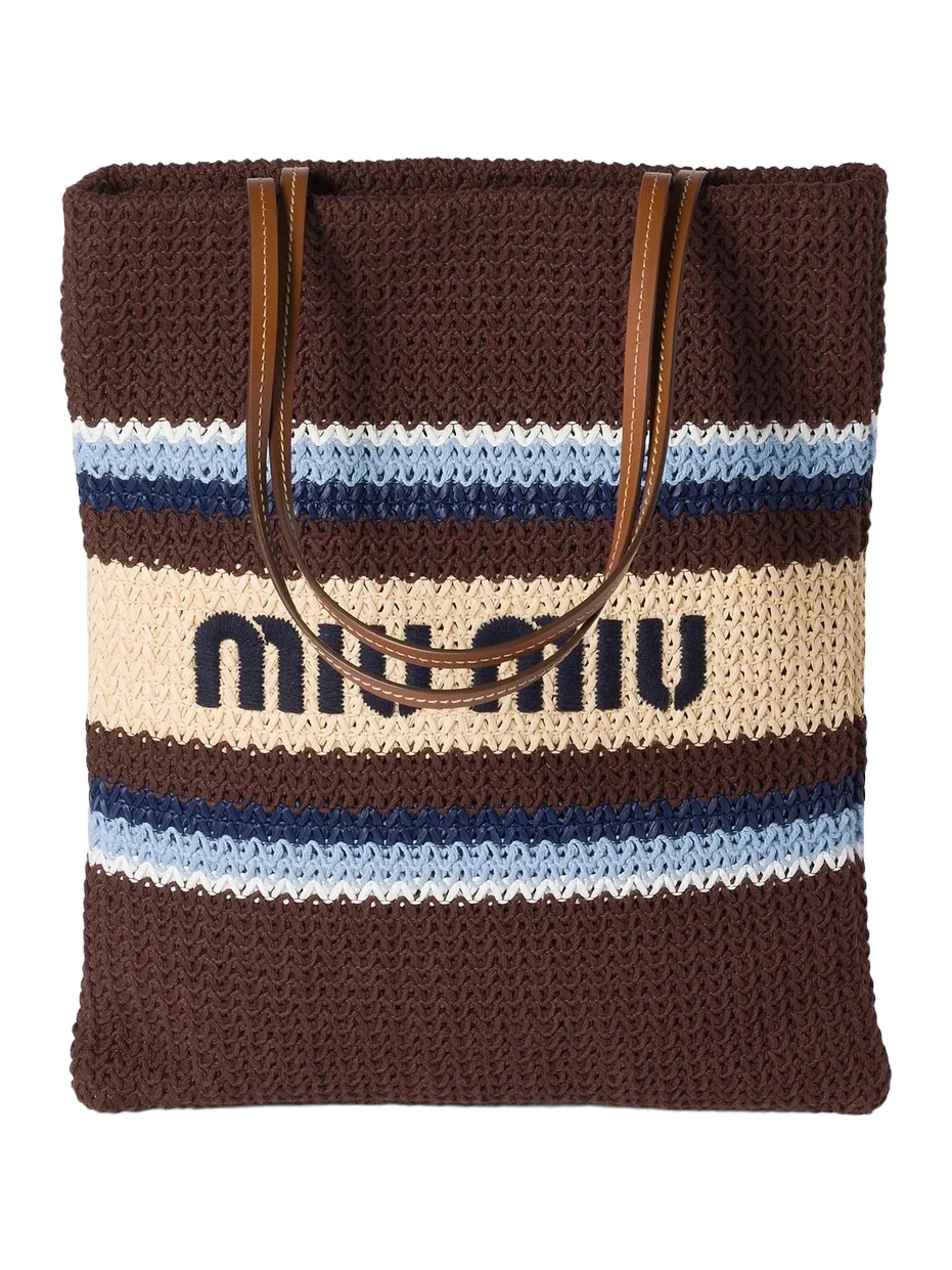 Miu Miu Women's Raffia-Effect Woven Tote Bag