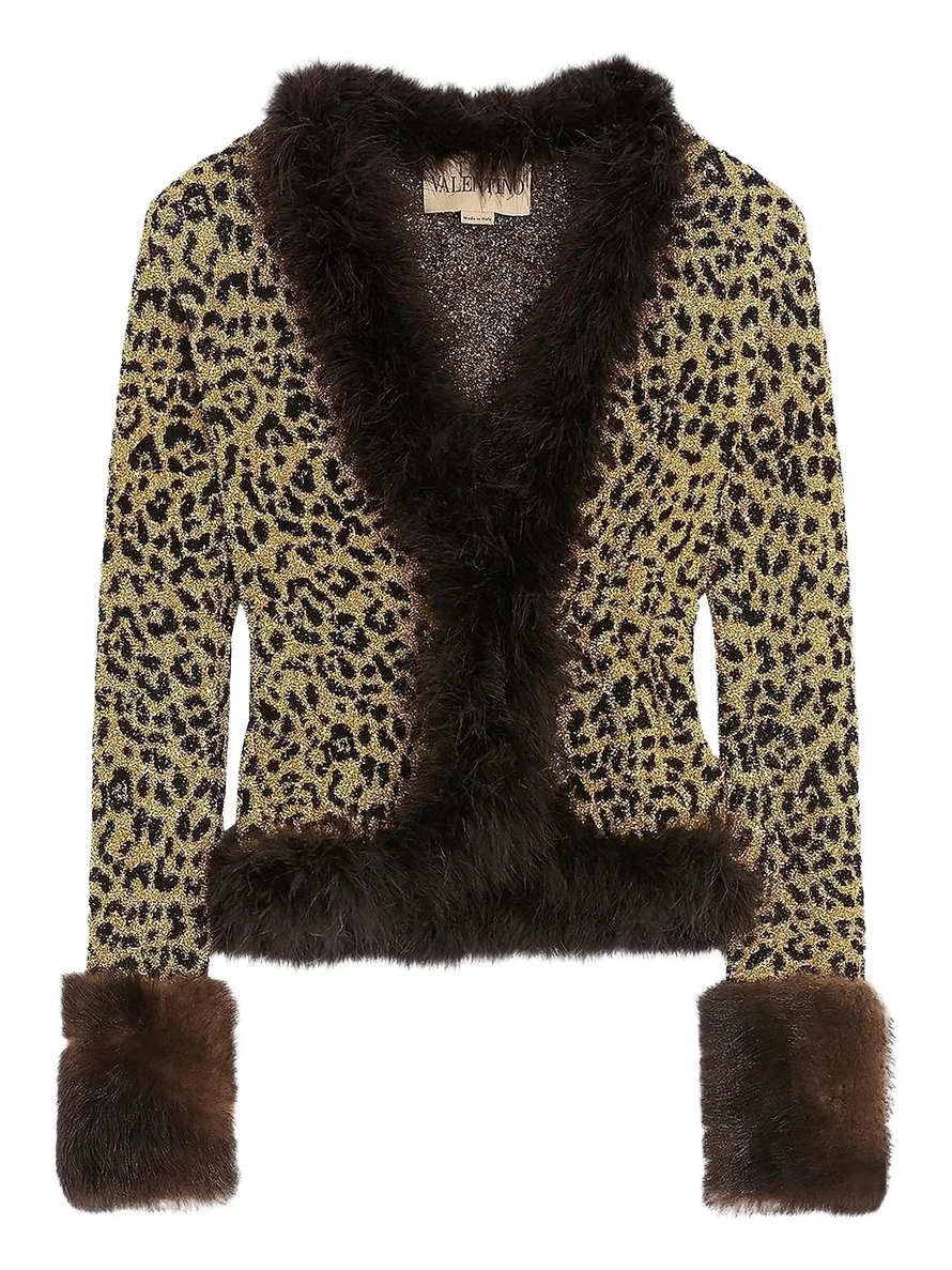 Women's Jacquard Animal Print Lurex Knit Jacket Women's Jacquard Animal Print Lurex Knit Jacket
