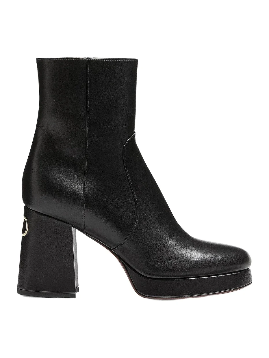 Valentino Women's Fawcette 90MM Platform Ankle Boots in Calfskin Leather - Black