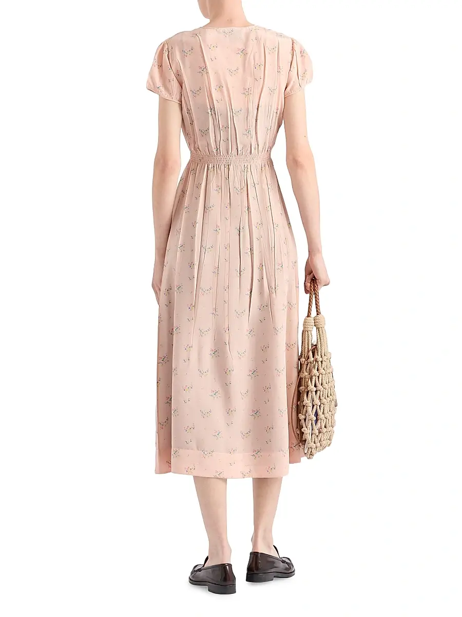 Prada Women's Floral Print Pongé Dress - Pink | Thumbnail 3 Prada Women's Floral Print Pongé Dress - Pink | Thumbnail 3