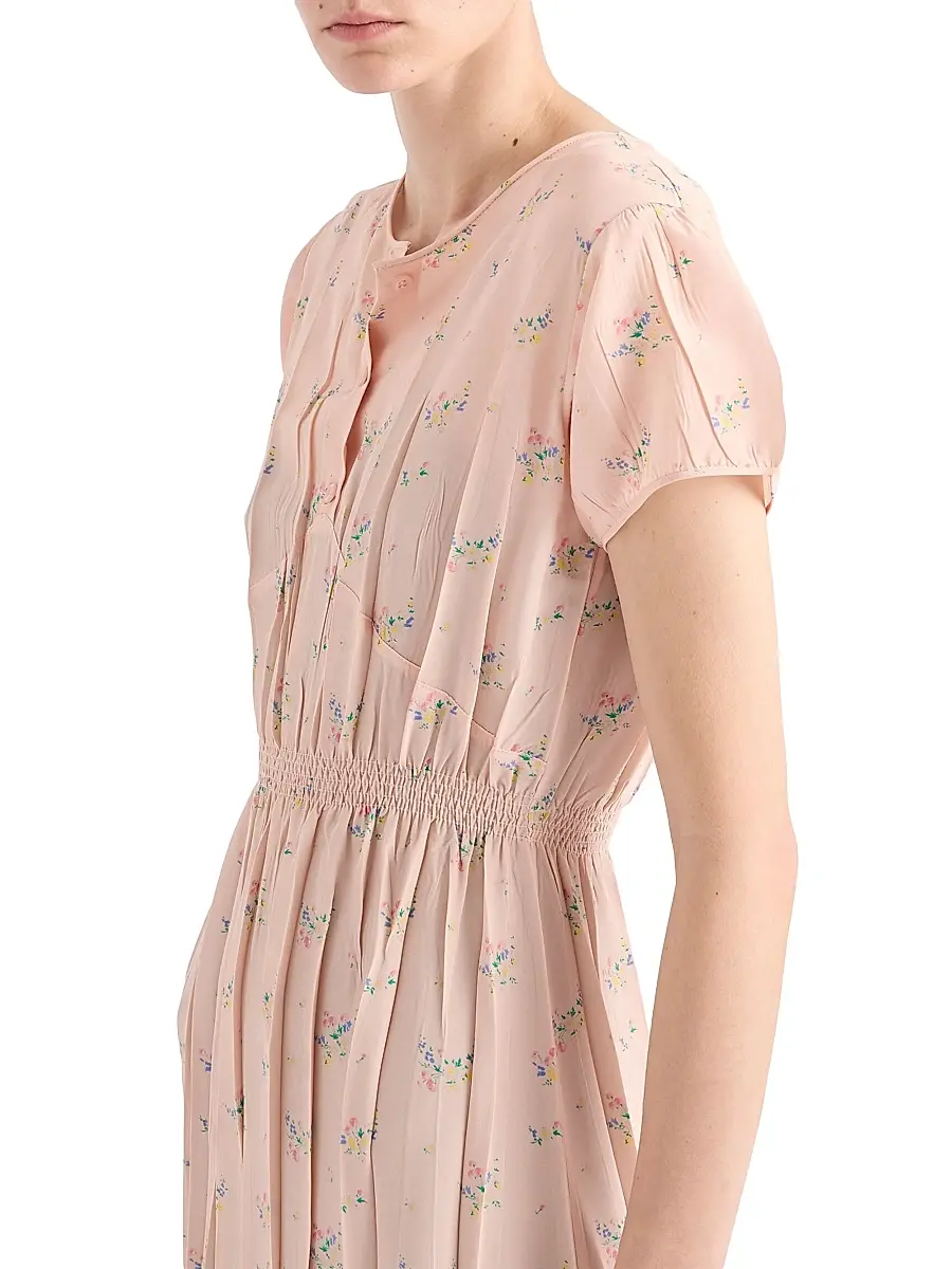 Prada Women's Floral Print Pongé Dress - Pink | Thumbnail 4 Prada Women's Floral Print Pongé Dress - Pink | Thumbnail 4