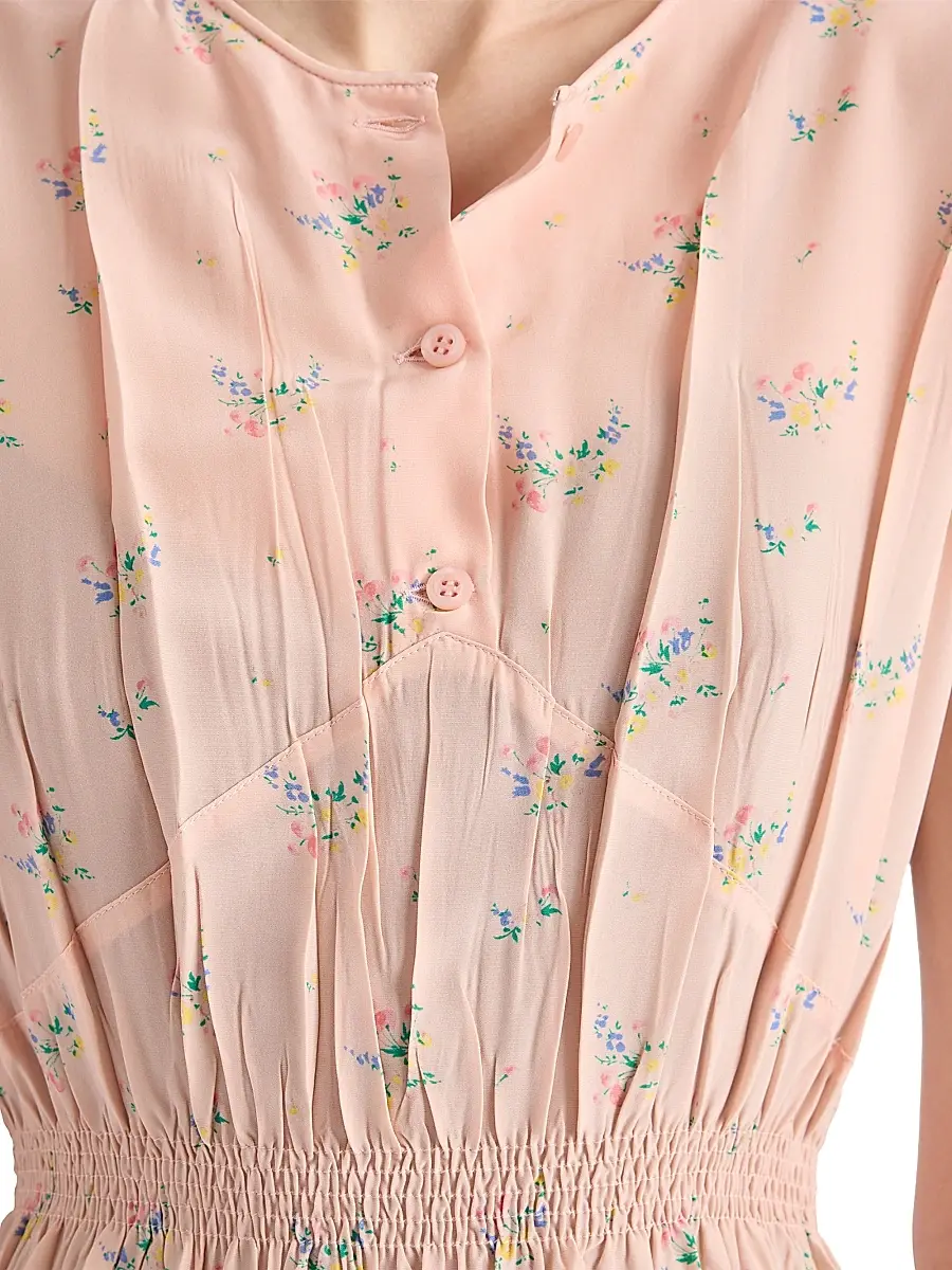 Prada Women's Floral Print Pongé Dress - Pink | Thumbnail 6 Prada Women's Floral Print Pongé Dress - Pink | Thumbnail 6
