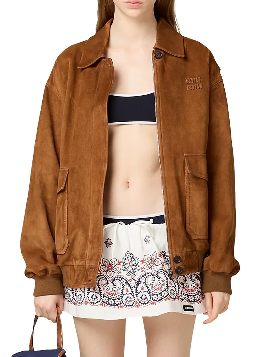 Miu Miu Women's Suede Blouson Jacket | Thumbnail 2 Miu Miu Women's Suede Blouson Jacket | Thumbnail 2