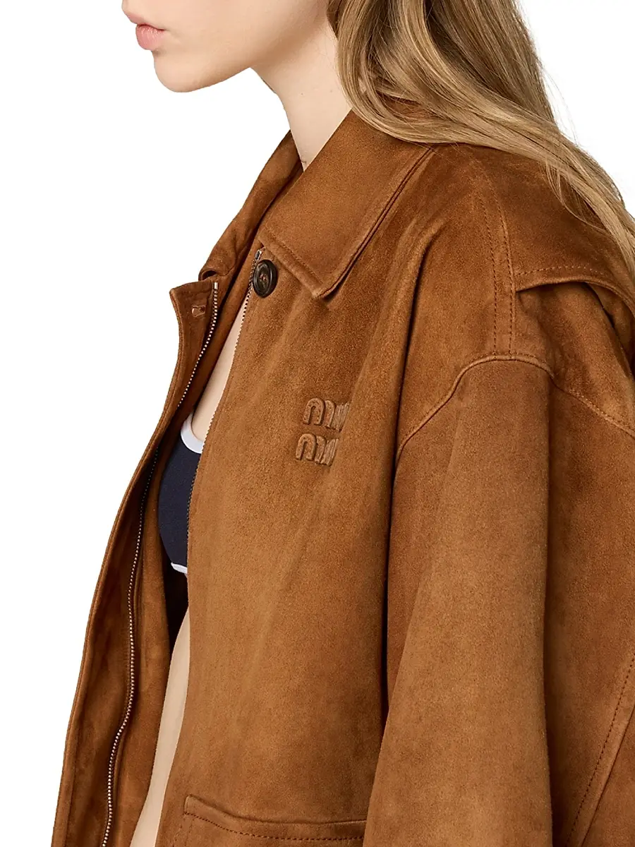 Miu Miu Women's Suede Blouson Jacket | Thumbnail 4 Miu Miu Women's Suede Blouson Jacket | Thumbnail 4