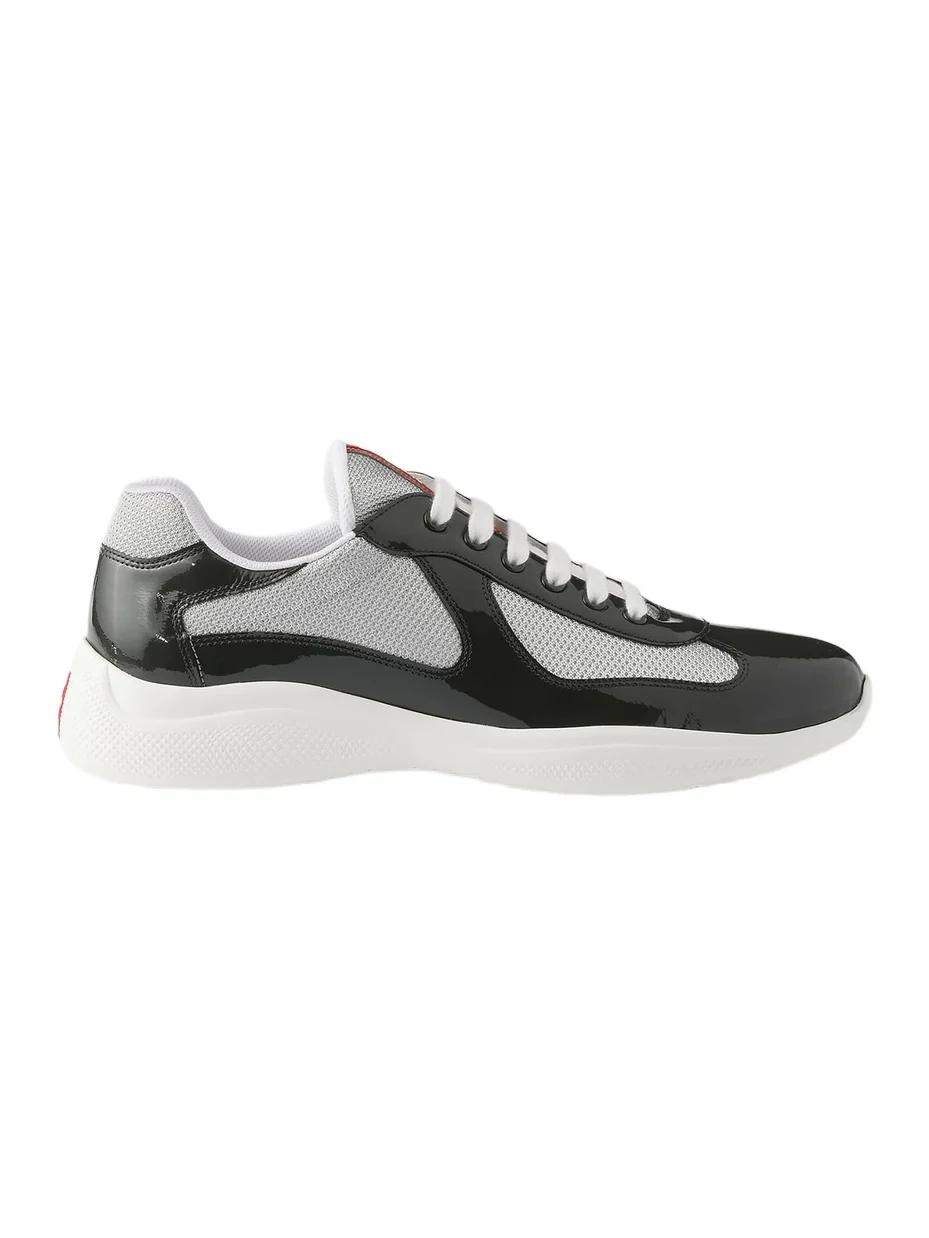 Prada Men's Patent Leather and Technical Fabric America's Cup Sneakers