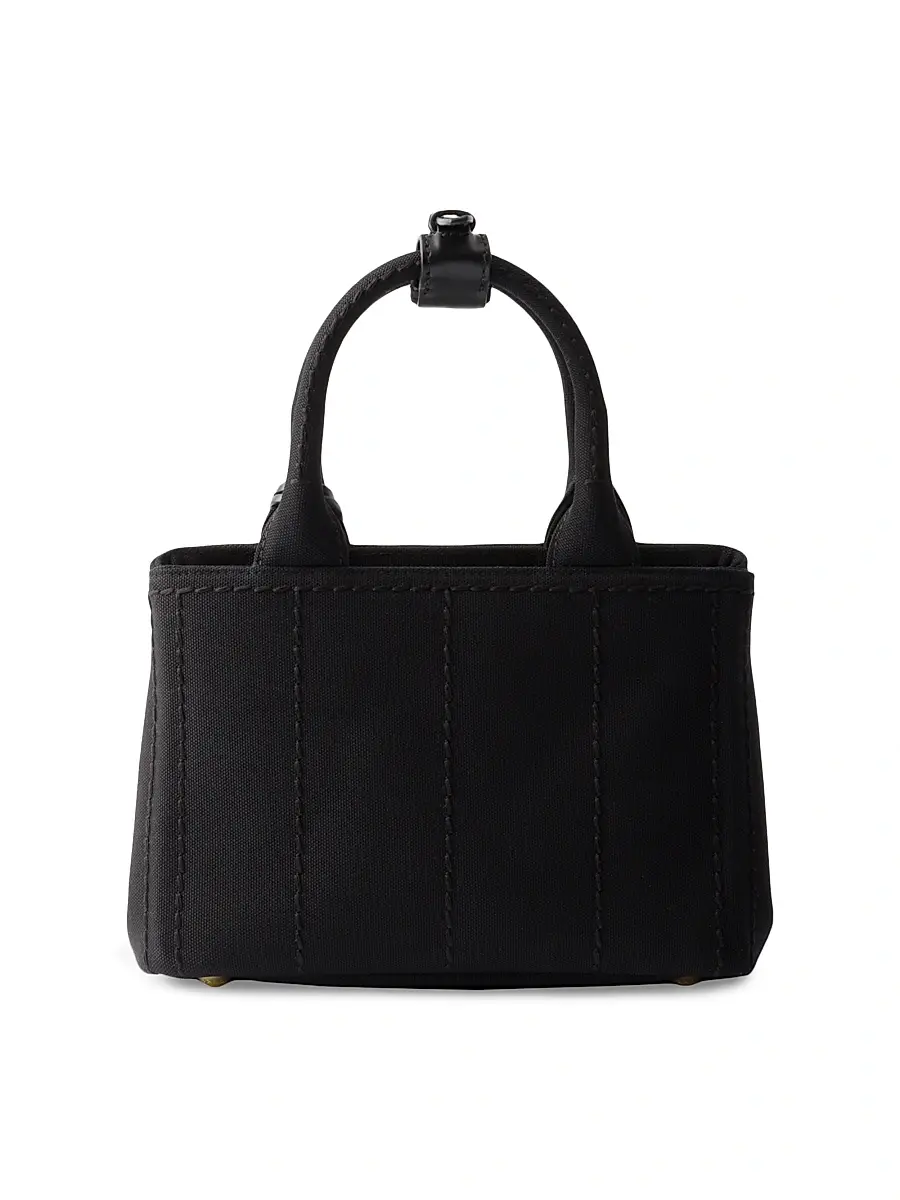 Prada Women's Jardiniere Mini Cotton Canvas Top Handle Bag - Black | Thumbnail 3 Prada Women's Jardiniere Mini Cotton Canvas Top Handle Bag - Black | Thumbnail 3