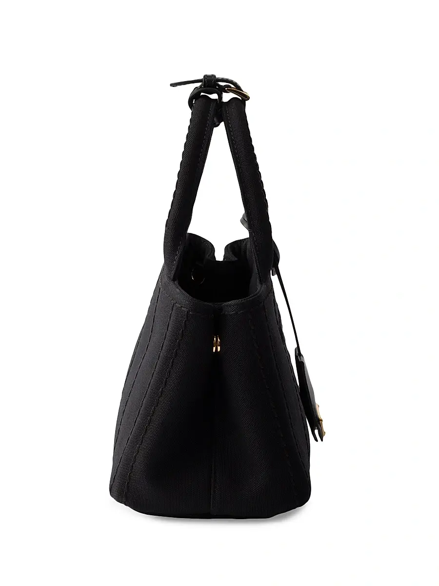 Prada Women's Jardiniere Mini Cotton Canvas Top Handle Bag - Black | Thumbnail 5 Prada Women's Jardiniere Mini Cotton Canvas Top Handle Bag - Black | Thumbnail 5