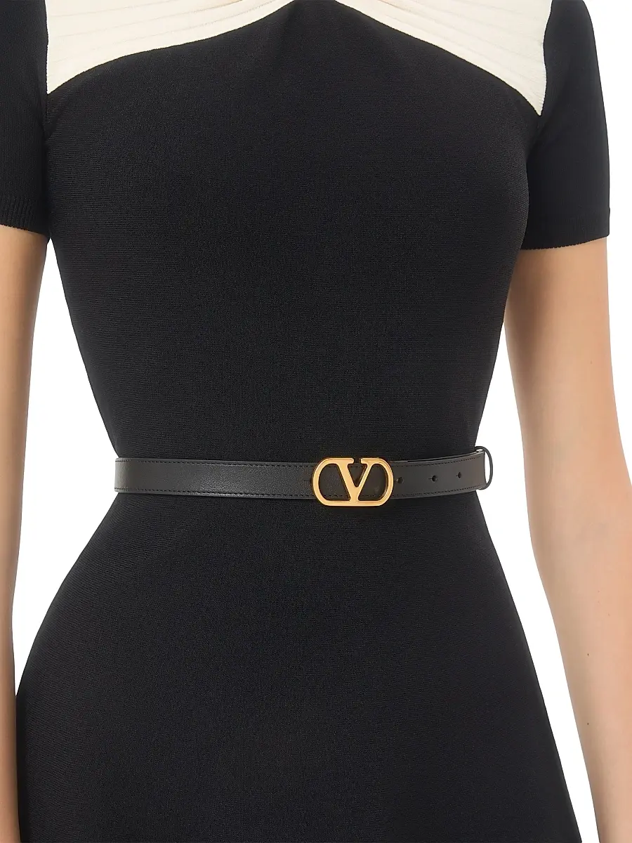 Valentino Women's VLogo Signature Reversible Shiny Calfskin Belt 20MM | Thumbnail 2 Valentino Women's VLogo Signature Reversible Shiny Calfskin Belt 20MM | Thumbnail 2