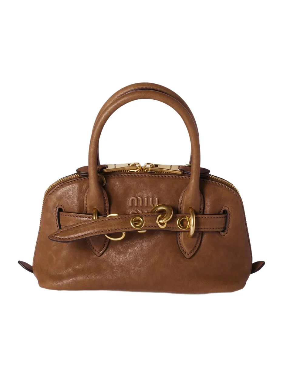 Miu Miu Women's Aventure Mini Nappa Leather Top Handle Bag