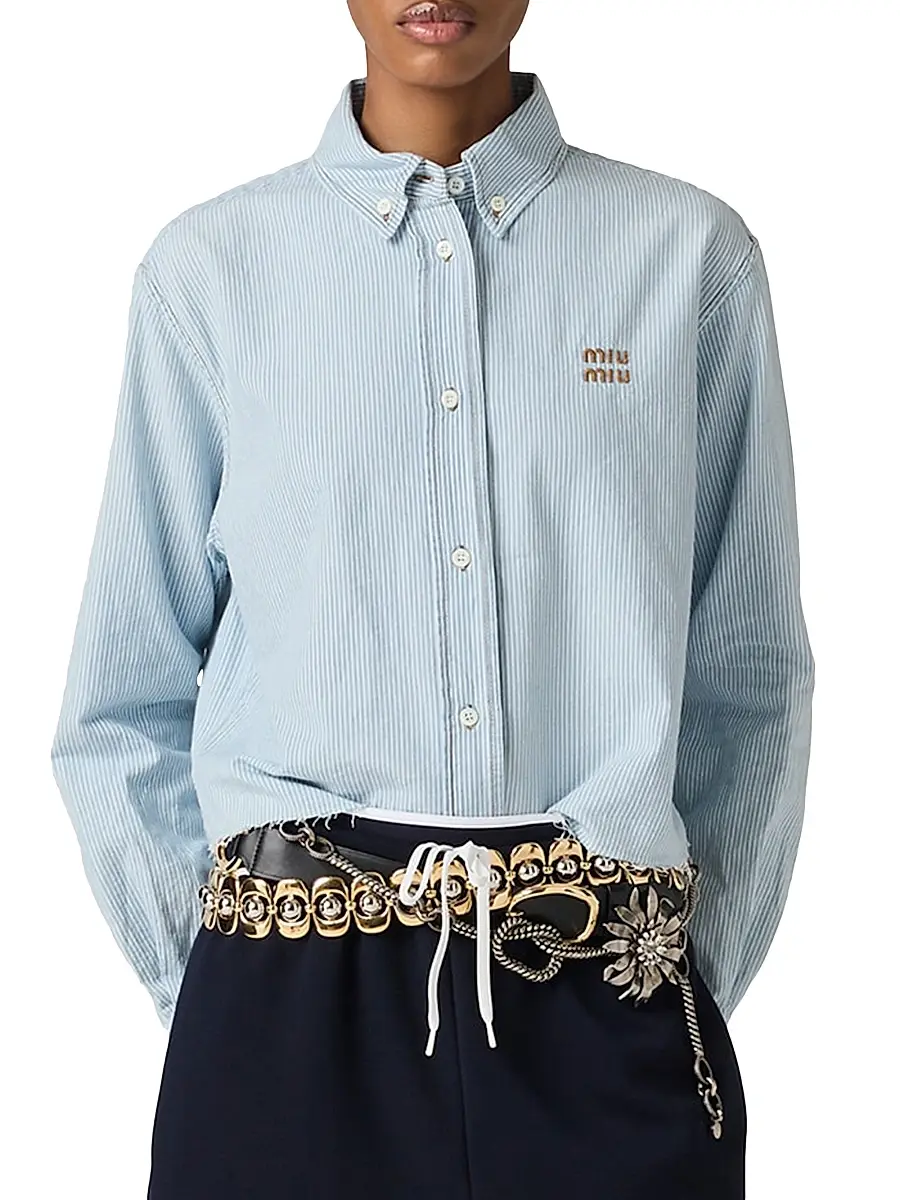 Miu Miu Women's Striped Chambray Shirt | Thumbnail 2