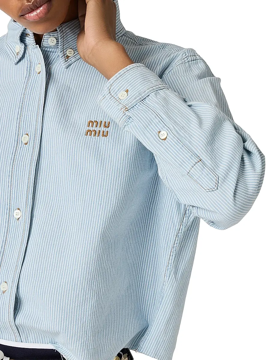 Miu Miu Women's Striped Chambray Shirt | Thumbnail 4