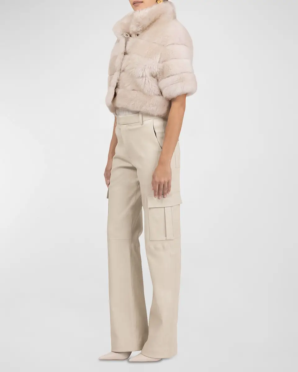 Gorski Reversible Merinillo Lamb Shearling Bolero Jacket With Cropped Sleeves | Thumbnail 3