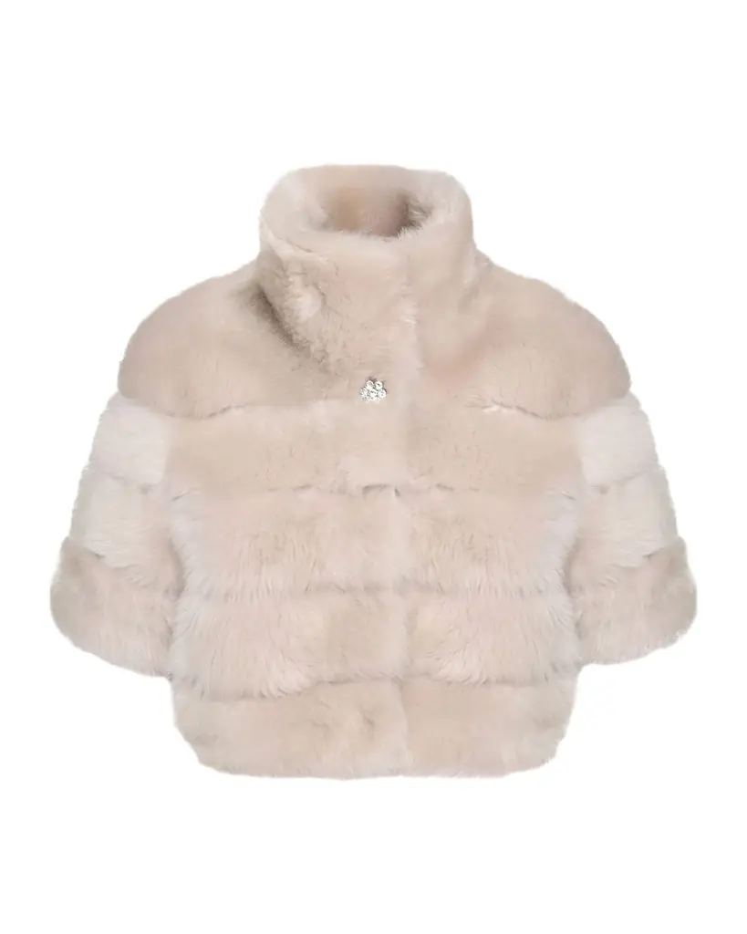 Reversible Merinillo Lamb Shearling Bolero Jacket With Cropped Sleeves