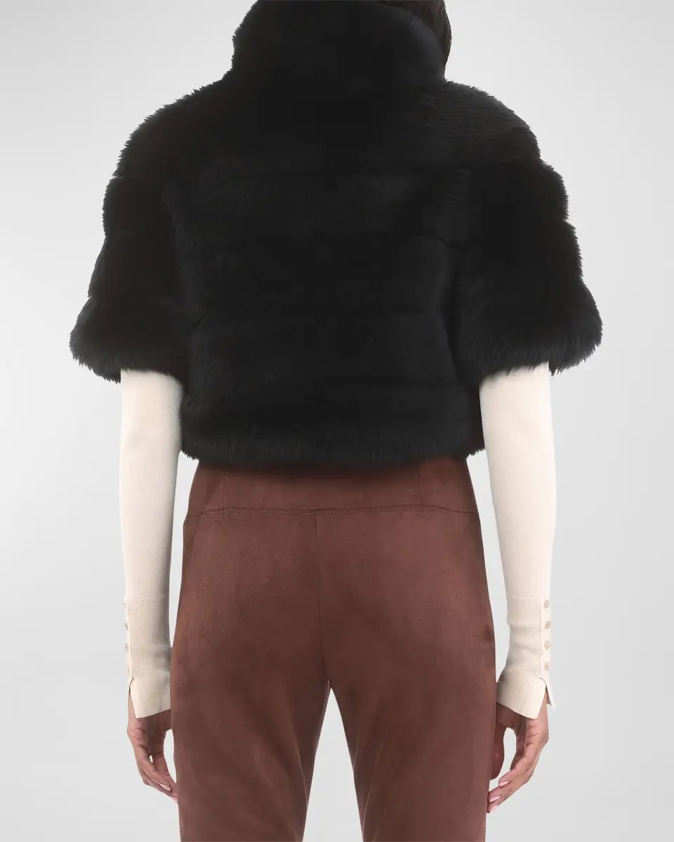 Gorski Reversible Merinillo Lamb Shearling Bolero Jacket With Cropped Sleeves | Thumbnail 5 Gorski Reversible Merinillo Lamb Shearling Bolero Jacket With Cropped Sleeves | Thumbnail 5