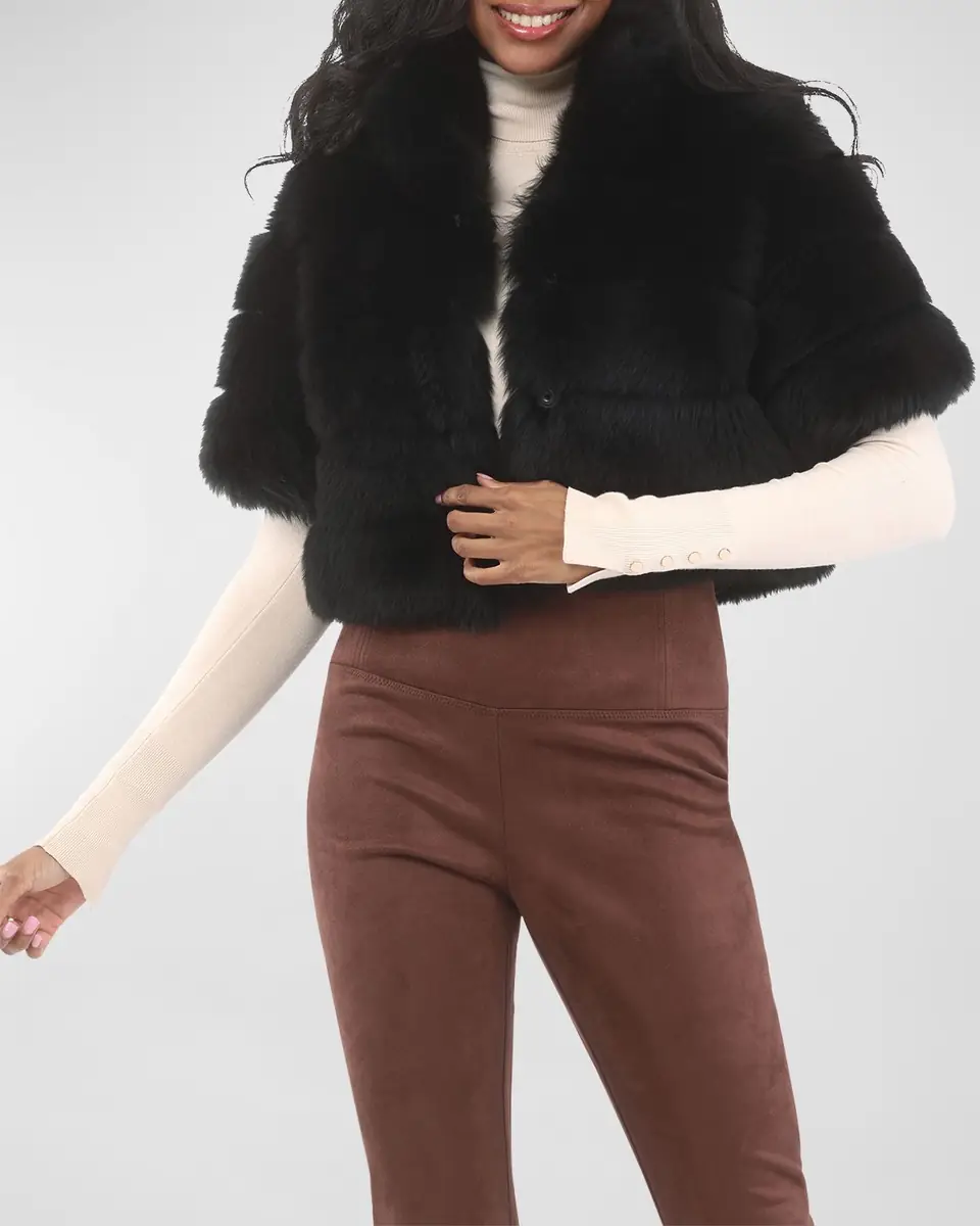 Gorski Reversible Merinillo Lamb Shearling Bolero Jacket With Cropped Sleeves | Thumbnail 6 Gorski Reversible Merinillo Lamb Shearling Bolero Jacket With Cropped Sleeves | Thumbnail 6