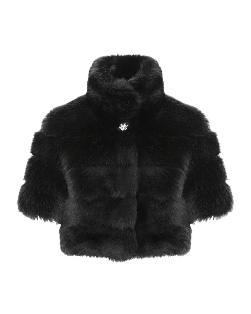 Reversible Merinillo Lamb Shearling Bolero Jacket With Cropped Sleeves Reversible Merinillo Lamb Shearling Bolero Jacket With Cropped Sleeves