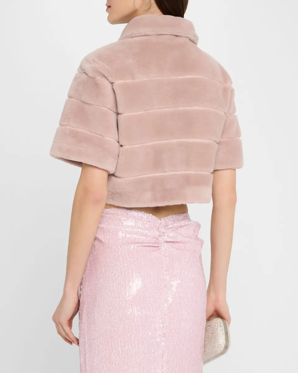Gorski Reversible Lamb Shearling Bolero Jacket With Cropped Sleeves | Thumbnail 3 Gorski Reversible Lamb Shearling Bolero Jacket With Cropped Sleeves | Thumbnail 3