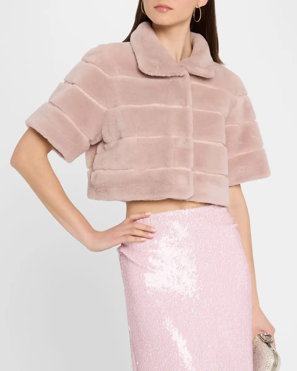 Gorski Reversible Lamb Shearling Bolero Jacket With Cropped Sleeves | Thumbnail 4 Gorski Reversible Lamb Shearling Bolero Jacket With Cropped Sleeves | Thumbnail 4