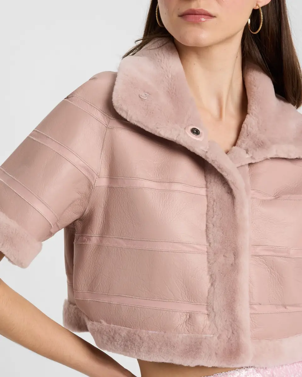 Gorski Reversible Lamb Shearling Bolero Jacket With Cropped Sleeves | Thumbnail 5 Gorski Reversible Lamb Shearling Bolero Jacket With Cropped Sleeves | Thumbnail 5