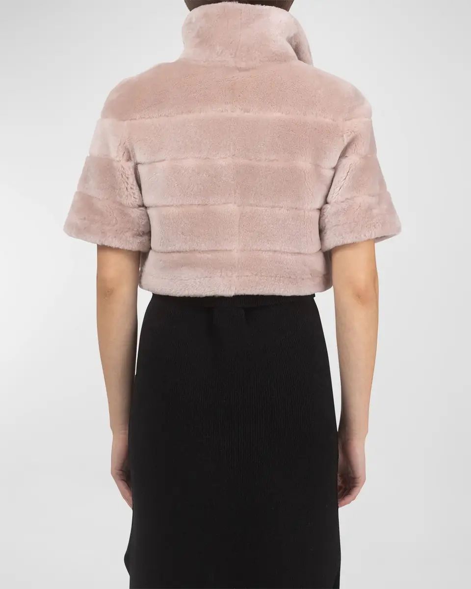 Gorski Reversible Lamb Shearling Bolero Jacket With Cropped Sleeves | Thumbnail 6 Gorski Reversible Lamb Shearling Bolero Jacket With Cropped Sleeves | Thumbnail 6