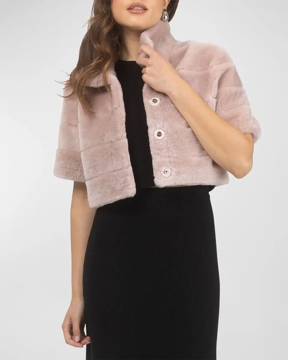 Gorski Reversible Lamb Shearling Bolero Jacket With Cropped Sleeves | Thumbnail 7 Gorski Reversible Lamb Shearling Bolero Jacket With Cropped Sleeves | Thumbnail 7