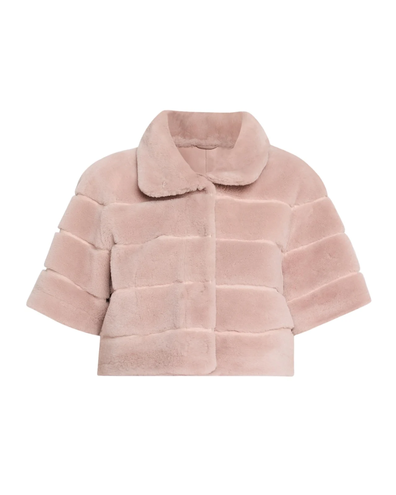 Reversible Lamb Shearling Bolero Jacket With Cropped Sleeves
