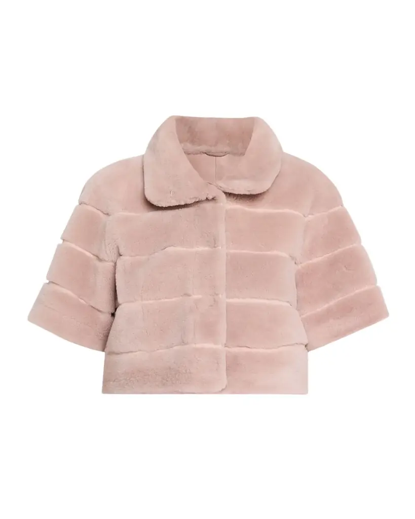 Reversible Lamb Shearling Bolero Jacket With Cropped Sleeves