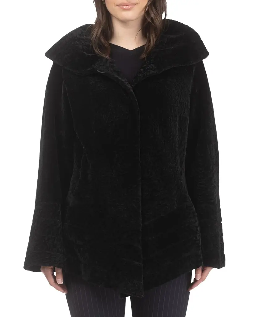 Reversible Textured Lamb Shearling Jacket