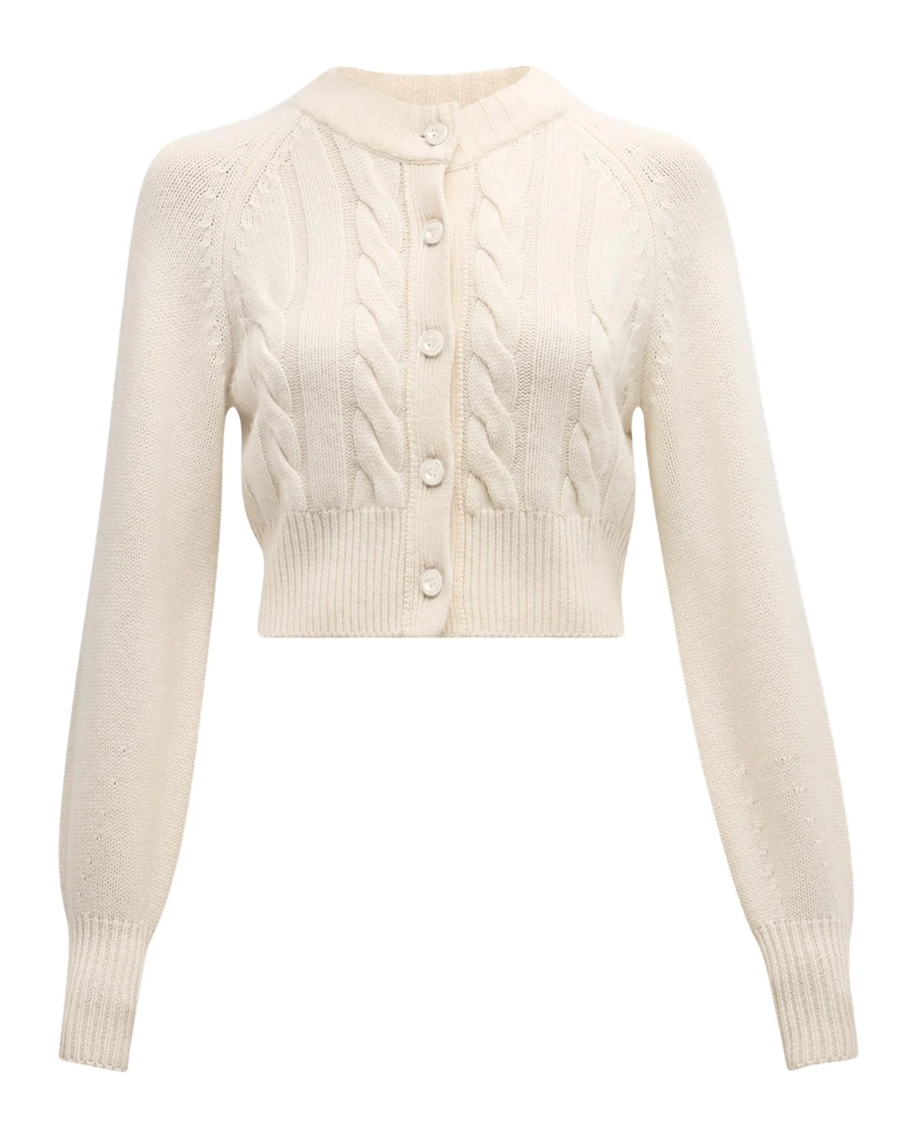 Rita Cropped Wool and Cashmere Cable-Knit Cardigan