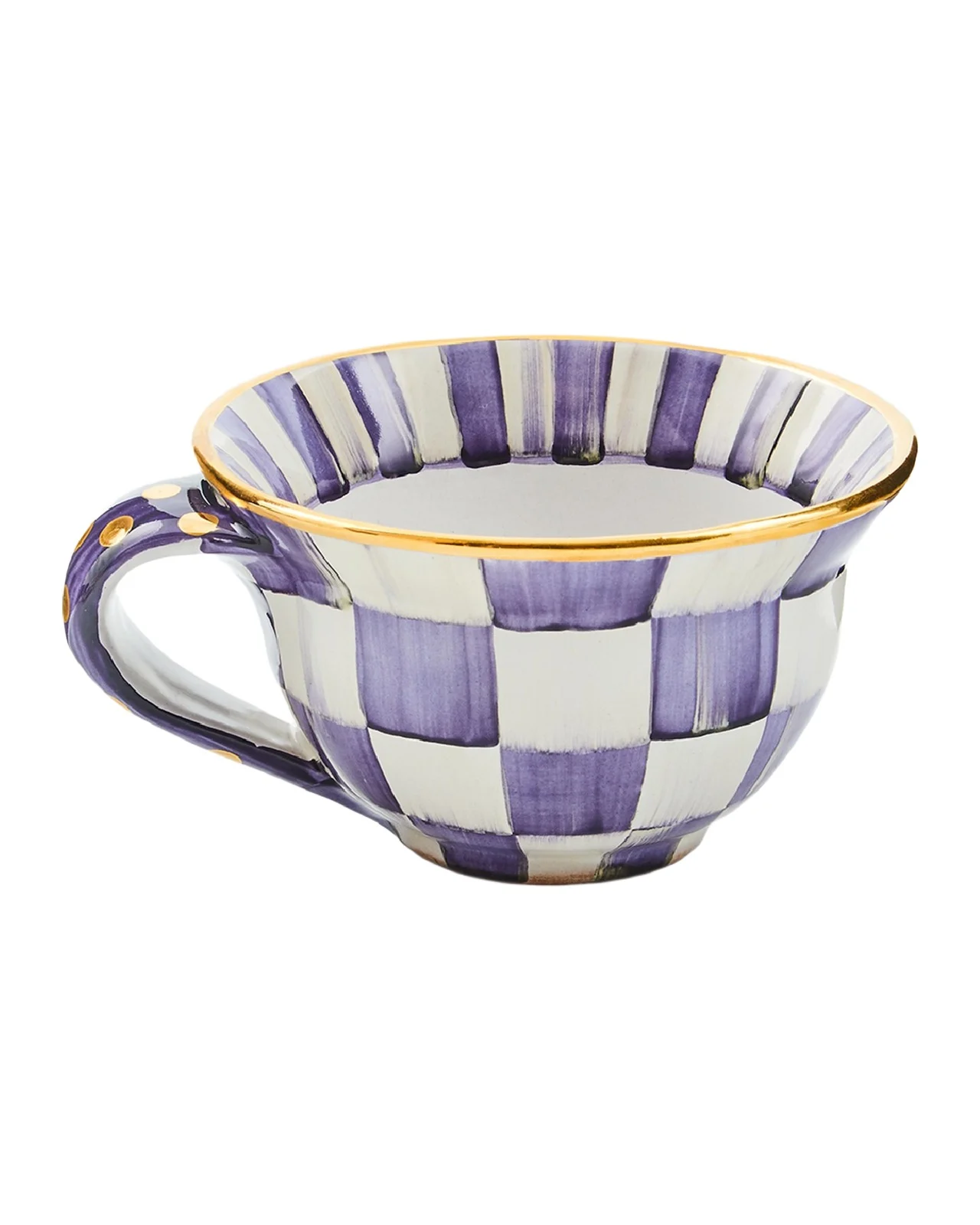 MacKenzie-Childs Violet Check Ceramic Teacup