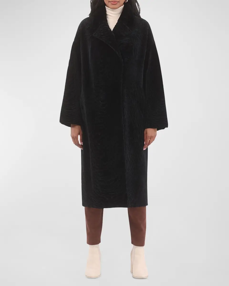 Gorski Reversible Textured Lamb Shearling Long Coat | Thumbnail 2 Gorski Reversible Textured Lamb Shearling Long Coat | Thumbnail 2