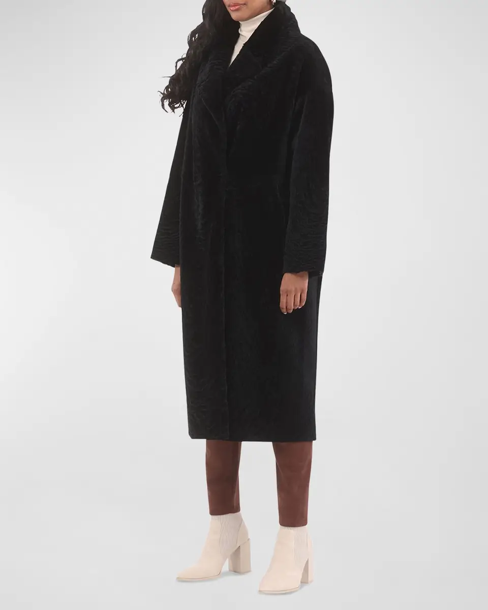 Gorski Reversible Textured Lamb Shearling Long Coat | Thumbnail 3 Gorski Reversible Textured Lamb Shearling Long Coat | Thumbnail 3
