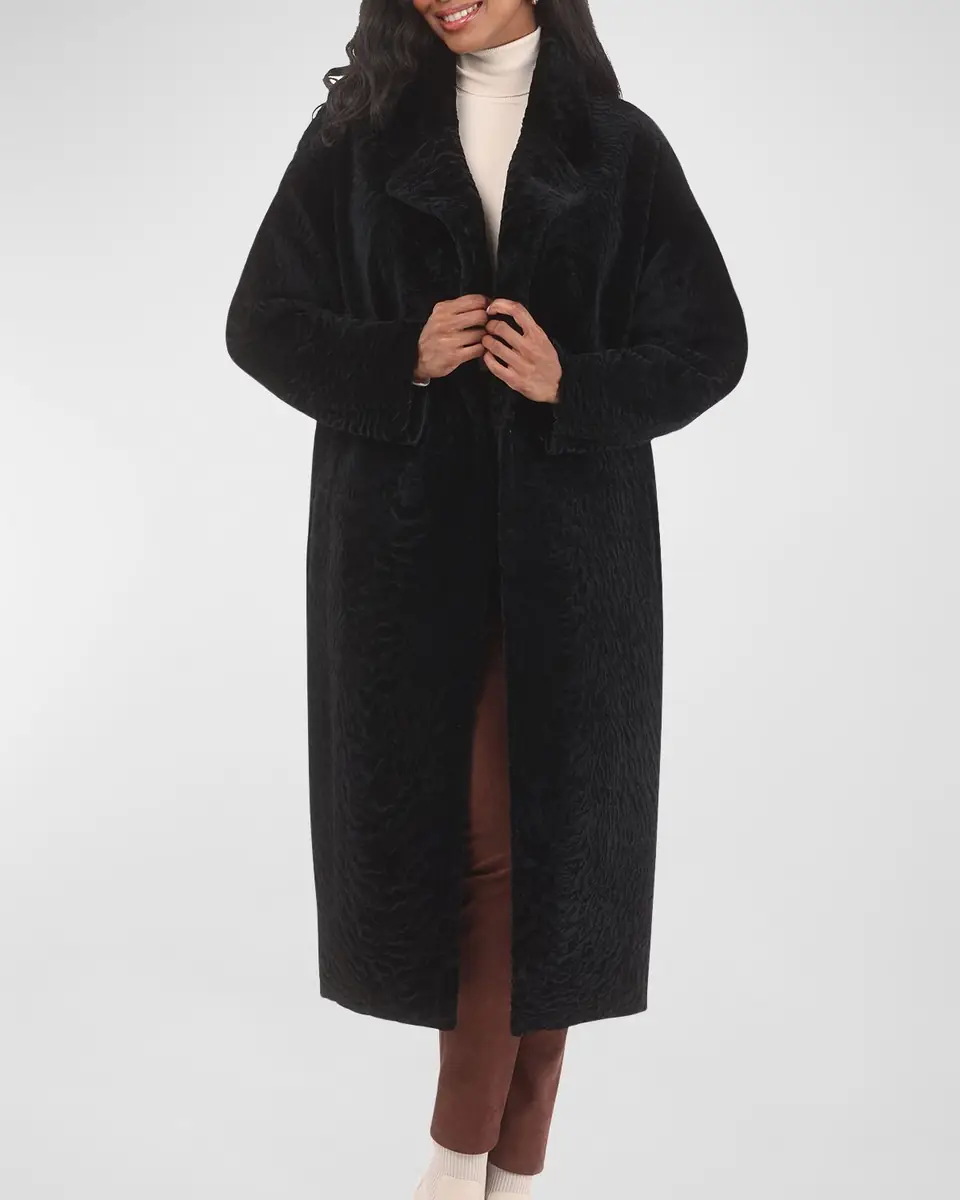 Gorski Reversible Textured Lamb Shearling Long Coat | Thumbnail 6 Gorski Reversible Textured Lamb Shearling Long Coat | Thumbnail 6